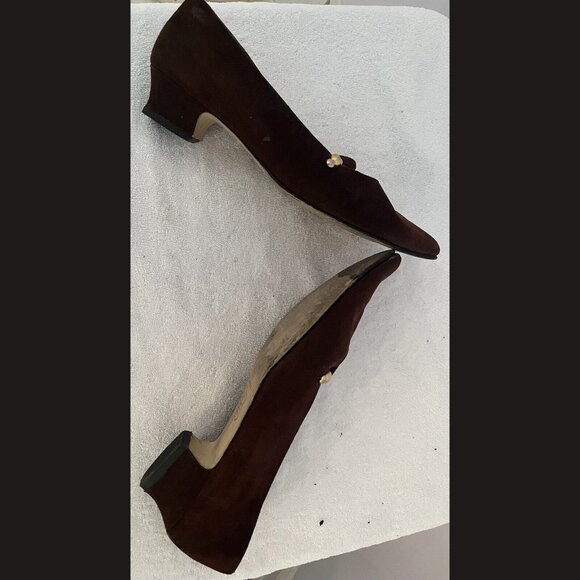 Man Made Kitten Heels SUEDE Brown Size 9 - Picture 4 of 5